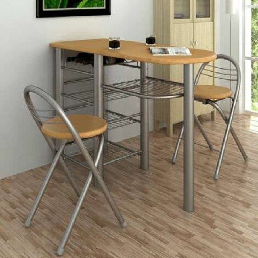 Table Haute Et Bar * | Acheter Litzee Ensemble De Table Et De Chaises De Bar / Cuisine Bois