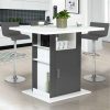 Table Haute Et Bar * | Remise Idmarket Ilot Central Ugo 110 Cm Bois Blanc Et Gris Avec Rangements