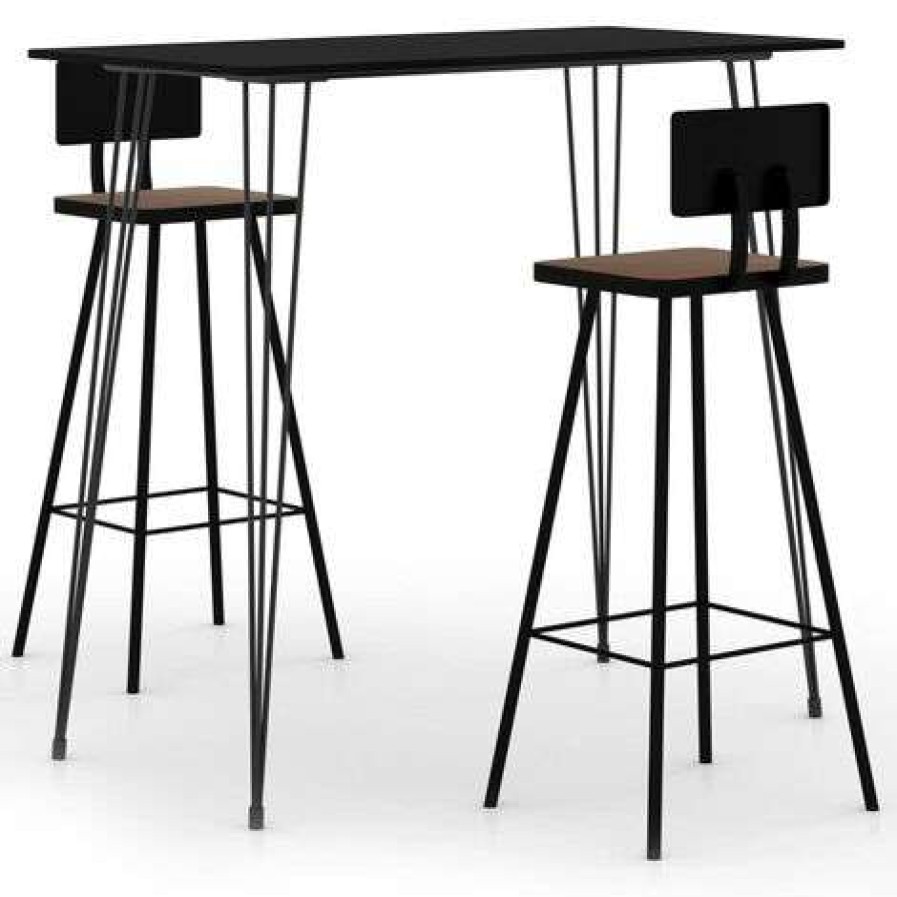 Table Haute Et Bar * | Remise Ensemble De Bar 3 Pcs Noir Vidaxl