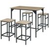 Table Haute Et Bar * | Acheter Tectake Ensemble Table De Bistrot Edinburgh 1 Table + 4 Tabourets De Bar Ensemble Table De Bar, Ensemble Table De Bistrot, Table Haute Avec 4 Tabouret De Bar Bois Clair Industriel