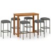 Table Haute Et Bar * | Meilleur Prix Hommoo Ensemble De Bar De Jardin Avec Coussins 7 Pcs Gris