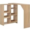 Table Haute Et Bar * | Acheter Topdeal Table De Bar Avec Tablette Amovible Chene 138X39X110 Cm