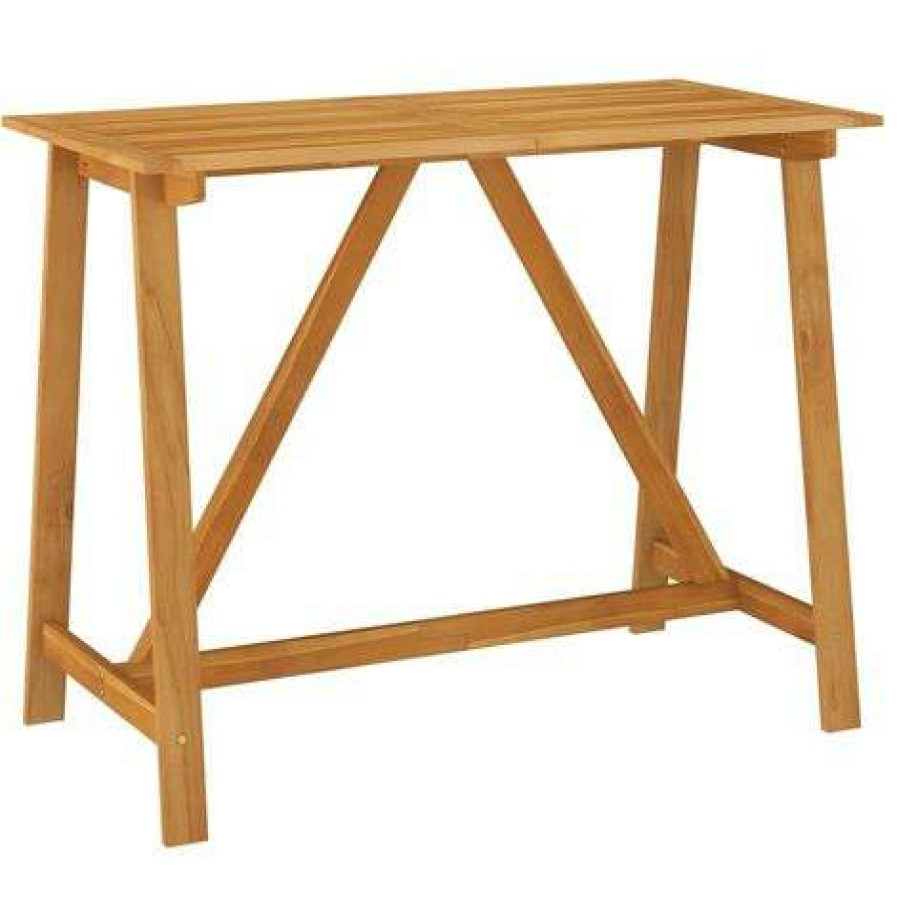 Table Haute Et Bar * | Promo Inlife Table De Bar De Jardin 140X70X104 Cm Bois D'Acacia Massif