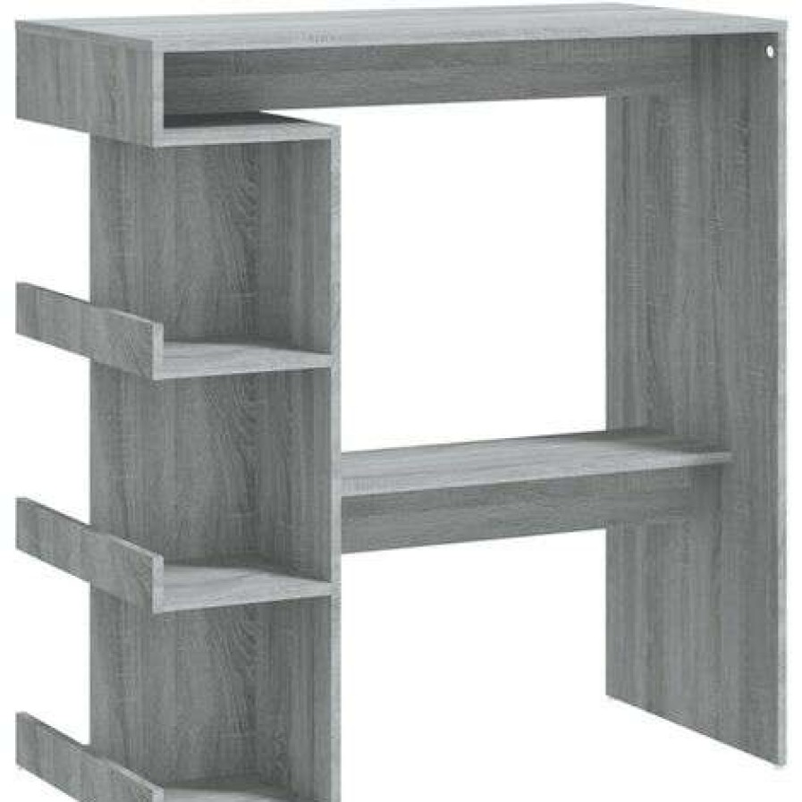 Table Haute Et Bar * | Promo Table De Bar Etagere De Rangement 100X50X101.5 Cm Sonoma Gris Vidaxl