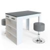 Table Haute Et Bar * | Meilleure Affaire Table De Bar Repose" Blanche/Anthracite Avec 2 Tabourets Vicco