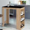 Table Haute Et Bar * | Meilleure Affaire Idmarket Table De Bar Barth 2 A 4 Personnes Bois Imitation Hetre Plateau Noir