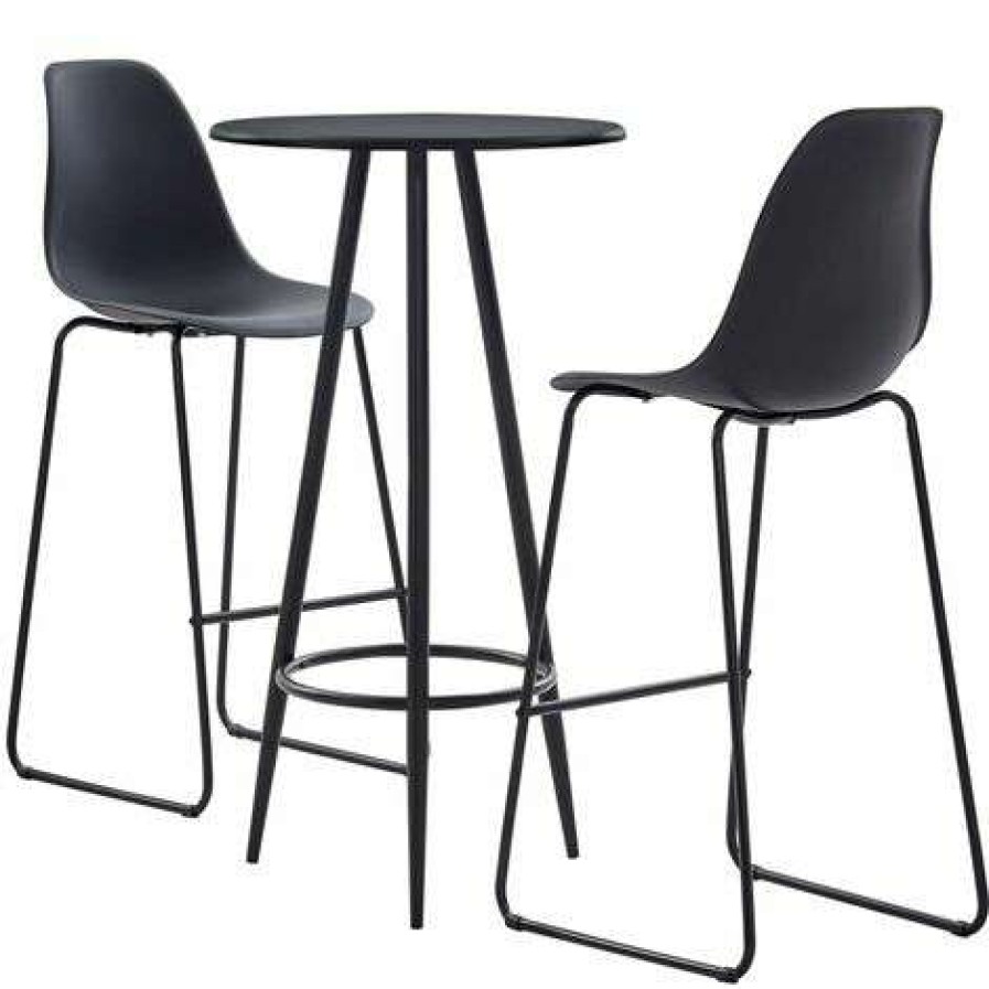 Table Haute Et Bar * | Offres True Deal Ensemble De Bar 3 Pcs Plastique Noir