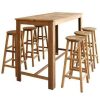 Table Haute Et Bar * | Top 10 Hommoo Table Et Tabourets De Bar 7 Pcs Bois D'Acacia Massif Hdv12595