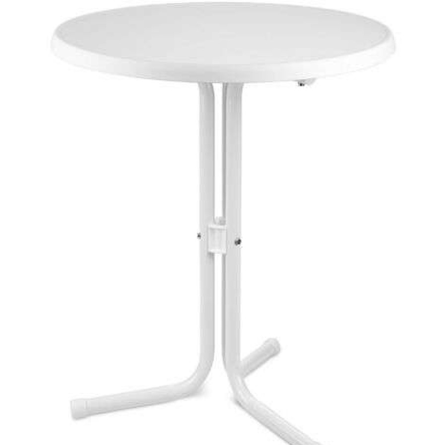 Table Haute Et Bar * | Offres Beautissu Table De Bar Ronde O 60 Cm Emma Table De Bistrot Pour Cuisine Ou Exterieur Jardin Terrasse Balcon Anthracite Hauteur 70 Cm Entretien Facile & Resistant Aux Intemperies Blanc