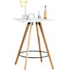 Table Haute Et Bar * | Meilleur Prix Clp Table Haute De Bar Nerja En Bois Avec Plateau Carre Et Repose-Pieds En Metal Blanc Eckig