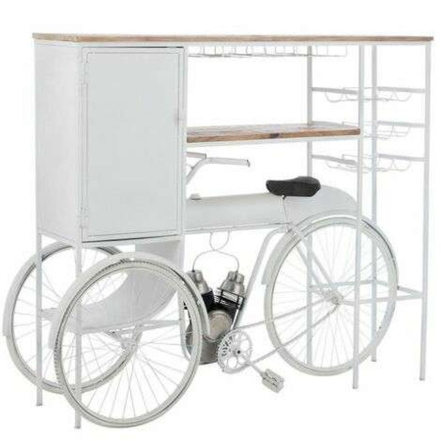 Table Haute Et Bar * | Remise Paris Prix Comptoir De Bar En Metal Velo 173Cm Blanc