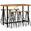 Table Haute Et Bar * | Coupon Nova Ensemble De Table De Bar Avec Acacia Solide Et Selles De Recuperation En Bois Divers Pieces Ensemble De Bar 7 Pcs Bois D'Acacia Massif Et De Recuperation