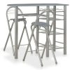 Table Haute Et Bar * | Acheter Topdeal Ensemble De Bar Avec Etageres 3 Pcs Bois Et Acier Gris