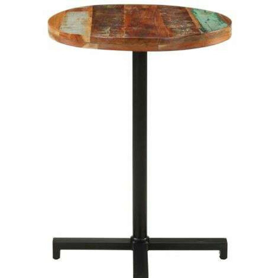 Table Haute Et Bar * | Meilleur Prix Asupermall Table De Bistro Ronde O60 75 Cm Bois De Recuperation Massif