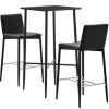 Table Haute Et Bar * | Bon Marche Hommoo Ensemble De Bar 3 Pcs Similicuir Noir Hdv22086